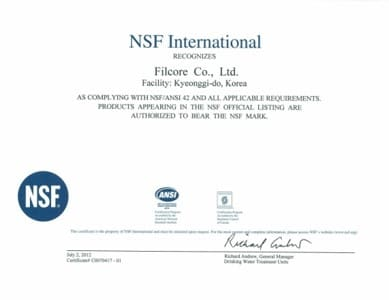 NSF CERTIFICATE